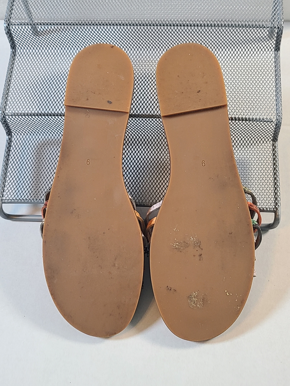 Madewell Slide Sandals Sz 9 Multicolor Rainbow Snake Print Leather BOHO Flats - Picture 5 of 7